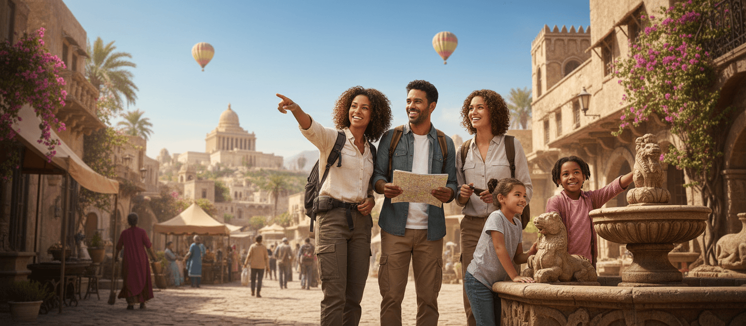 FAQ Banner - Travelers exploring destinations