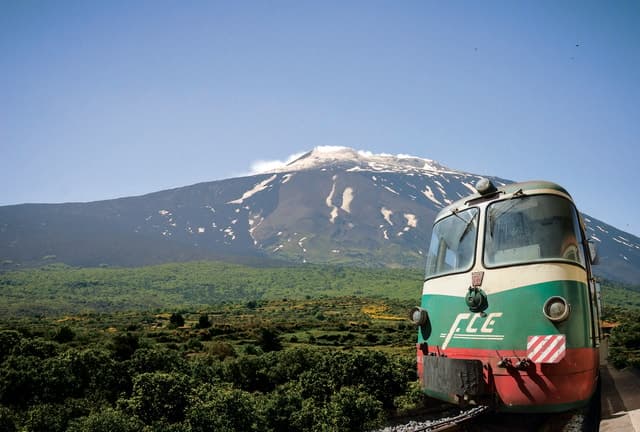 From Taormina: Mount Etna upper craters and Alcantara Gorges