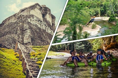 Xunantunich, Cave Tubing and Zipline tour from Belize City