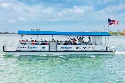 Private 3 Hr Powerboat Dolphin Cruise Beach Stop up to 25 Guests