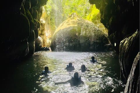 River Caving at Arenales Charco Azul, Indian Cave and waterfall