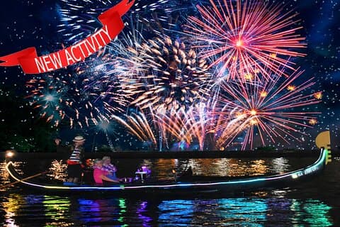 Fireworks Waikiki Gondola Cruise, free flower lei, drinks, pastry