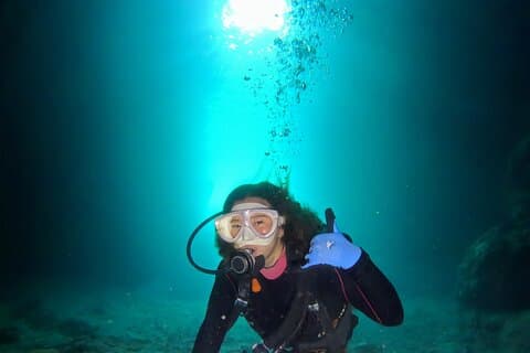 Try Scuba Diving diving at the Blue Cave in Onna Village, Okinawa