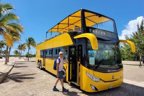 Cancun City Sightseeing and Shopping Tour on a Double Decker bus