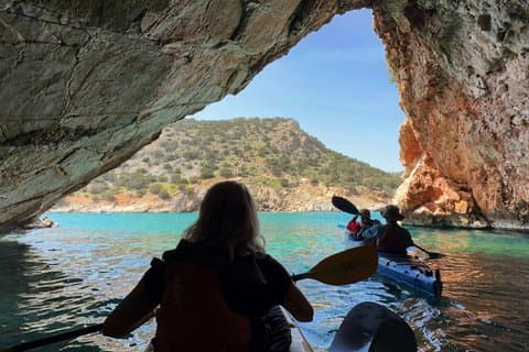 Naxos Kayak Tour to Rina Cave with Snorkeling and Homemade lunch