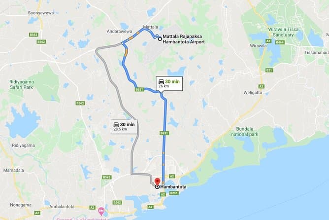Reliable Transfers: Hambantota to Mattala Airport