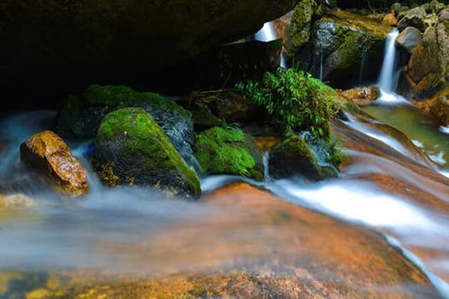 hot summer water fall &spring water river rubber boat drifting adventure.
