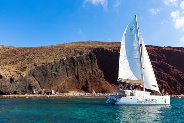 Santorini Private Catamaran Cruise with BBQ, Open Bar & Transfers