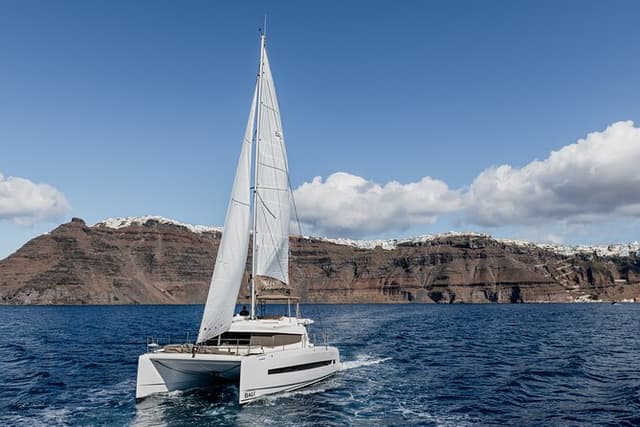 Shared Catamaran Half Day Cruise in Santorini