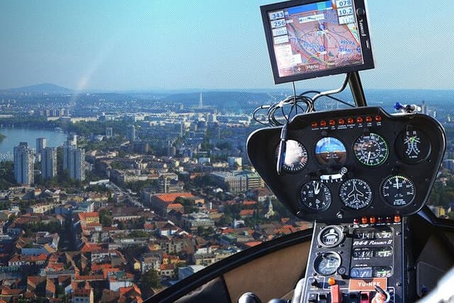 Helicopter Flying over Belgrade