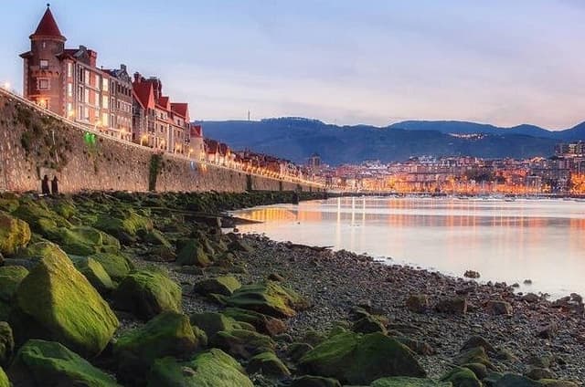 Getxo: Suspension Bridge, Cruise ships, and Old Port.