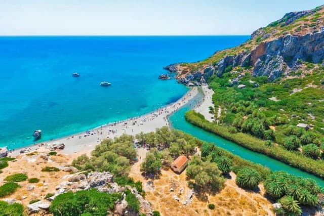 Preveli Beach and Damnoni Kourtaliotikowaterfalls from Rethymno