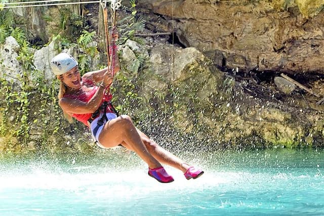 Canyoning and Zipline in Polylimnio Waterfalls