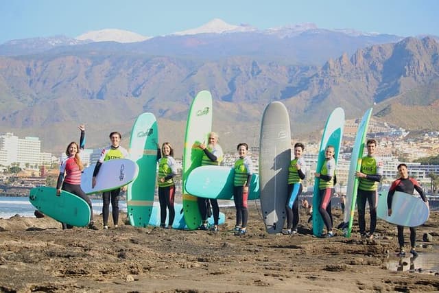 Group Surfing Lesson at Playa de las Américas, Tenerife
