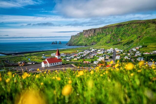 South Coast, Waterfalls and Vík village from Reykjavik