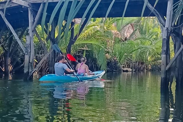 Guided Kayak trip around Green Cathedral outside Kampot, Sunset