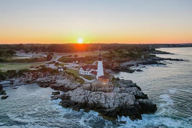 Sunset Lighthouse Cruise Along Casco Bay