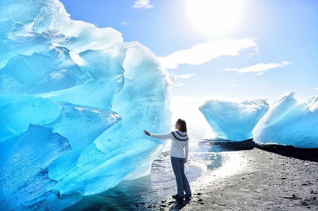 Iceland: Diamond Beach Glacier Lagoon Black Sand Beach 冰岛冰河湖中文一日团