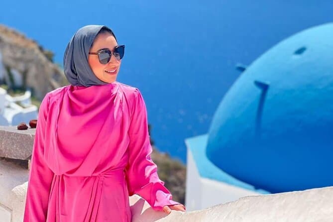 Capture Eternal Elegance: Santorini Flying Dress Photoshoot