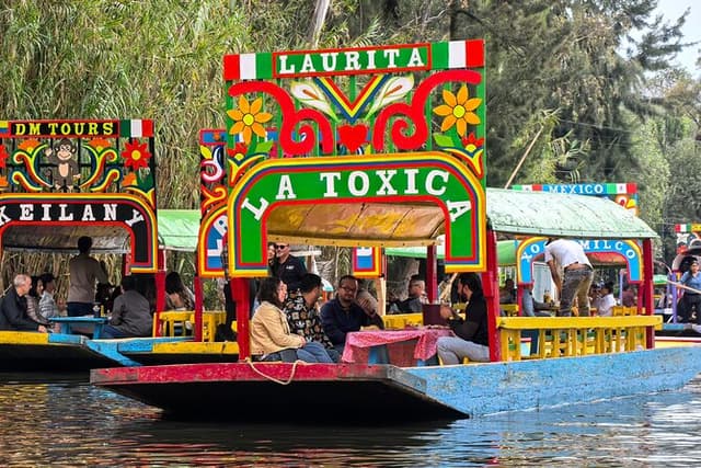 Mexico City Canals by Boat with Live Commentary with Meal Drinks