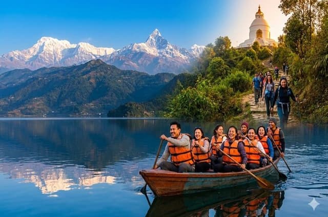 From Pokhara : Hiking to Peace Pagoda via Fewa Lake & Jungle