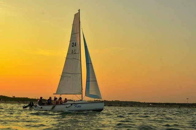 Private Yacht Sails along the Coastline of Pondicherry