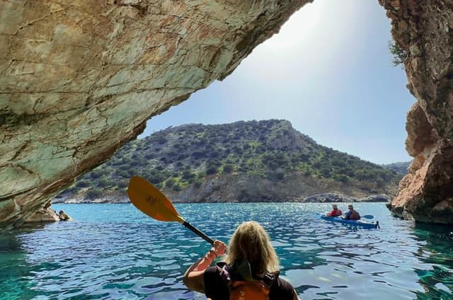 Naxos Kayak Tour to Rina Cave with Snorkeling and Homemade lunch