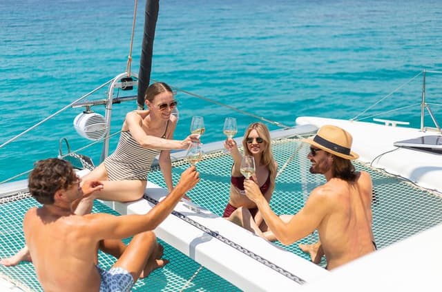 Luxury Athens Catamaran Cruise with Greek Meal & Drinks