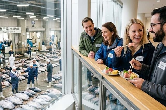Toyosu Market Morning Tuna Auction and Tsukiji Food Tour with Licensed Guide