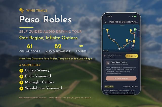 Paso Robles Wine Tour: Self-Guided GPS Audio Driving Guide
