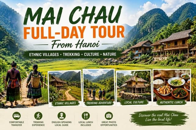 Mai Chau Valley to Ethnic Villages and Rice Fields with Trekking