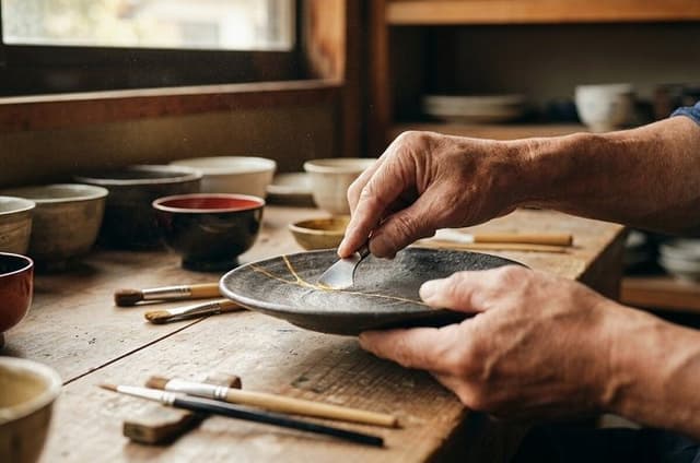 Osaka Traditional Kintsugi Workshop in Gion Gold Repair Art