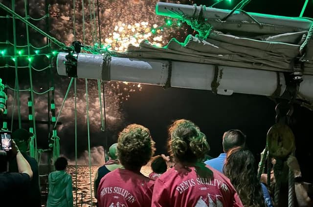 Christmas Boat Parade and Fireworks Aboard a Tall Ship
