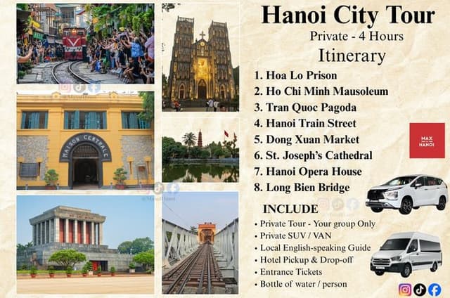 Hanoi City Tours Private Half-Day & Train Street (By MaxofHanoi)