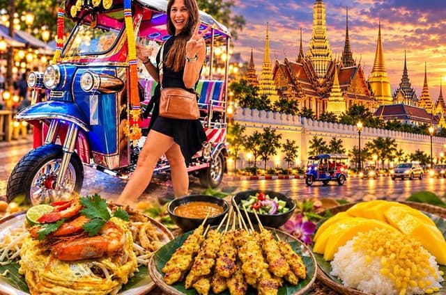 Bangkok Private Tuk Tuk Night Food Adventure&Sightseeing