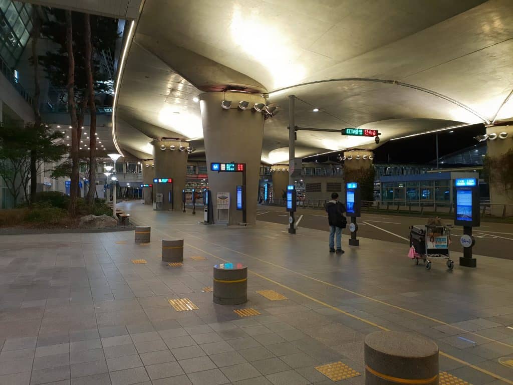 Bus stops in Incheon airport