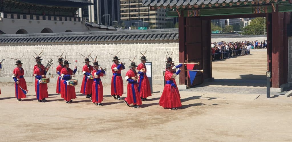 Changing of the Royal Guard in Gyeongbokgung Palace.