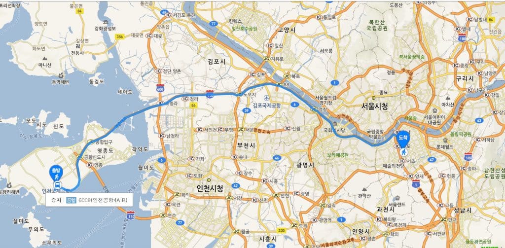 Incheon Airport to Gangnam station