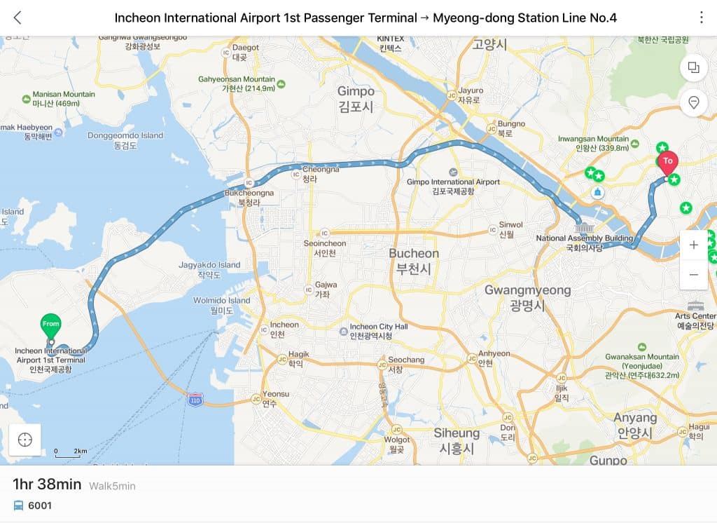 Taxi from Incheon to Myeongdong