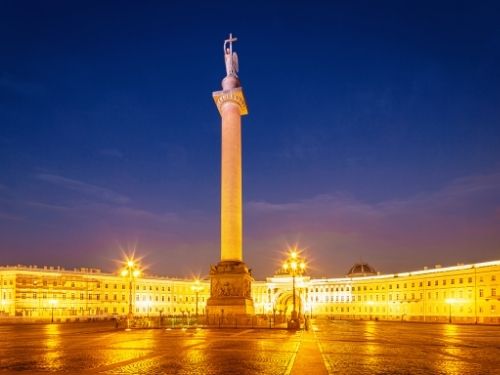 Saint Petersburg Palace Square at night