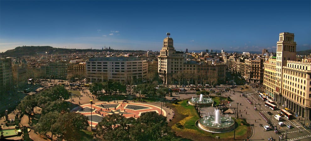 plaça de catalunya is the city center of barcelona. main city square.