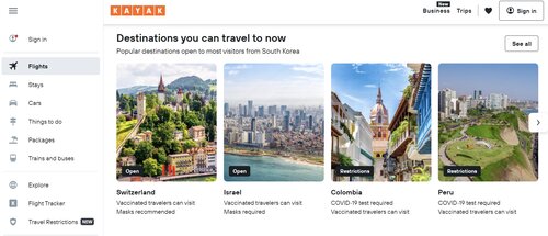 kayak free travel website and apps