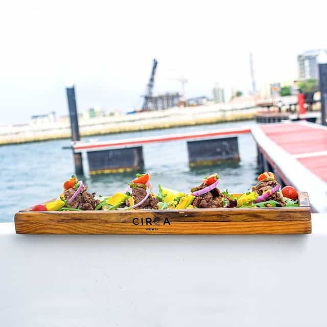 Mini meat platter serving at Circa Non Pareil restaurant with one of the best views of the waterfront in Lagos.