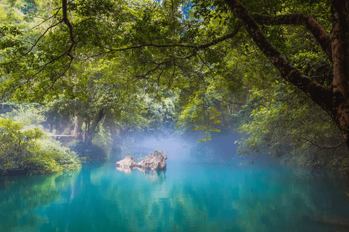 Turquoise-water at Lenin stream attractions in cao bang