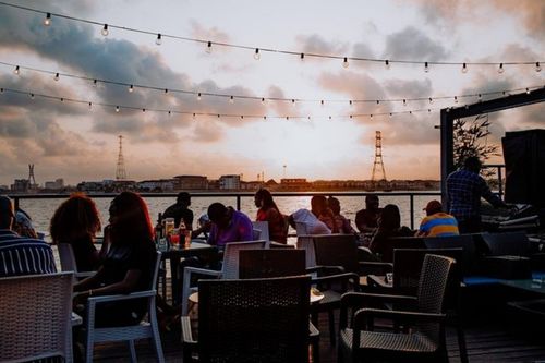 Waterfront seating and view at Sailors Lounge in Lagos