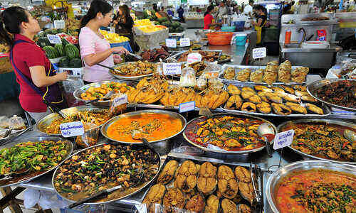 Street food in a market in Bangkok
