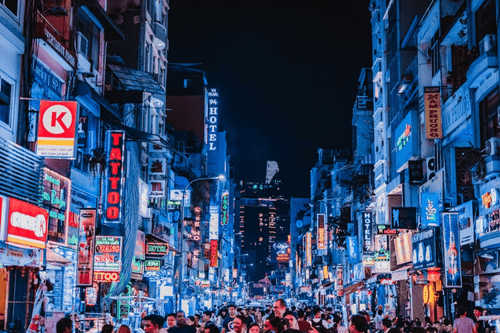The bustling and packed Bui Vien Walking Street things to do at night in Ho Chi Minh
