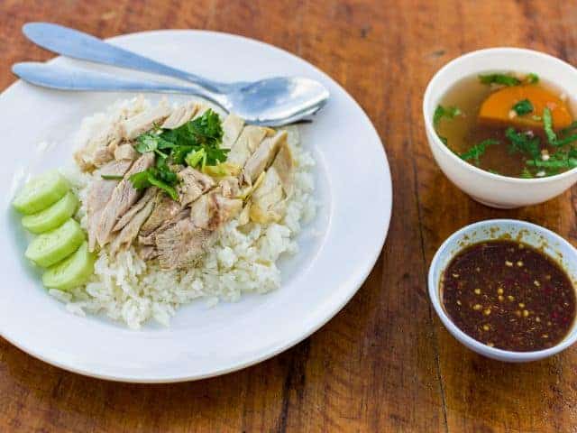 Khao Man Gai (Thai-style boiled chicken and oily rice)