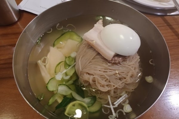 Naengmyeon at Bonpiyang restaurant .