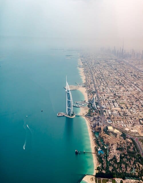 An aerial view of Dubai
